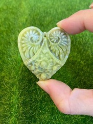 菜花玉 抗癌之石 復古心吊墜 Cauliflower jade anticancer Vintage Heart pendant 1336