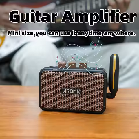 Aroma AG-04 Guitar Amplifier 5W Output Dual Speaker w/BT Wireless /Rechargeable Battery/Headphone Au