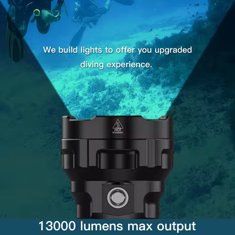Wurkkos DL70 Scuba Diving Flashlight Ultra-Bright Dual 26650 Battery 13000 Lumens IPX8 Waterproof LE