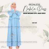 DRESS NABILA 2 PIECE IRONLESS JUBAH DRESS READY STOCK