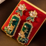 Medieval Earrings High Goods Palace Style Retro Temperament Long Earrings Chinese Heavy Industry Emb