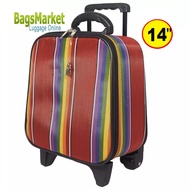 9889SHOP Luggage Wheal กระเป๋าเดินทาง กระเป๋าล้อลากหน้าเรียบลาย สายรุ้ง ขนาด 14 นิ้ว รหัสล๊อค Code F17844-14