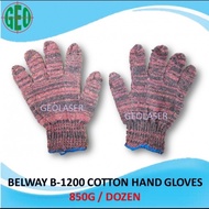 12 PAIRS OF KNITTED COTTON HAND GLOVES B-1200 (850G/DOZEN)
