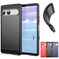 Carbon Fiber Shockproof Case For Sony Xperia 10 VII 10VII Matte Soft Silicone Anti Fall Cover For Xp