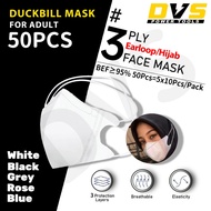 3D Headloop Hijab Face Mask 50PCS Duckbill 3D Face Mask 3D FaceMask Kemenkes Isi Putih White Face Ma