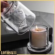 [Lovoski1] Glass Candle Holder Dome Cloche Clear Glass Vessel Modern Candlestick Cake Stand