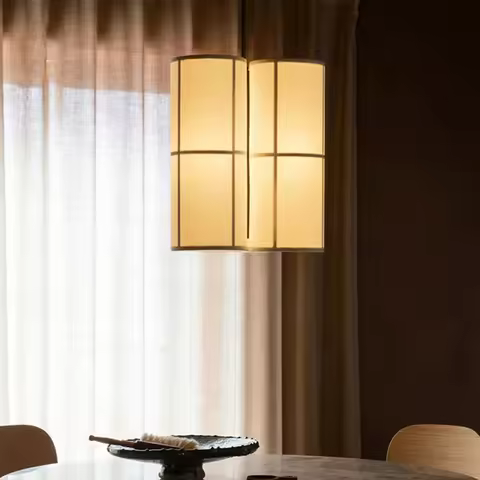 CX199DV Designer Menu Hashira Cluster Pendant Light Simple Cloth Lampshade Hanging Lamp Dining Room 