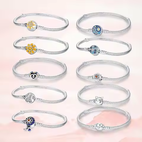 2025 Original 925 Silver Classic 3mm Snake Bone Chain Fit Charm Diy Elegant Star Rose Bracelet Fashi