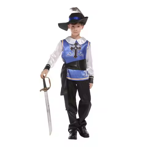 Kids Child Medieval Prince King Warrior Renaissance Middle Age Musketeer Crusader Knight Costumes fo