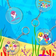 Cartoon Baby Shark Print Keychain Gift Acrylic Key Ring School Bag Pendant Acrylic Keychain Pendant Handmade Transparent Round Keychain Gift