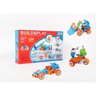 Bộ đồ chơi lắp ghép xe các loại BUILD & PLAY với 132pcs cho bé 5+Tuổi No.J101
