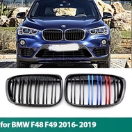 New Look Car Grille Grill Front Kidney Glossy 2 Line Double Slat For BMW X1 F48 F49 2016-2019 Dual S