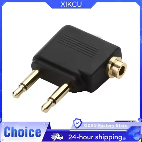 XIKCU 1-5pcs/Lot Dual 3.5mm Plug Adaptor Jack Audio Headphone Converter Adapter for Airline Airplane
