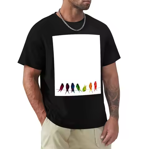 7 Birds on a line - edit T-Shirt graphic t shirt vintage cheap stuff cotton graphic tees Men's t-shi