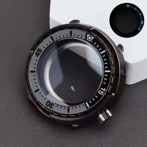NH36 47mm Gun color Diving Watch Case Sapphire 200m Waterproof For NH35 NH36 NH70 4R35 Movement Mod 