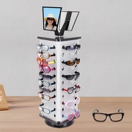 Bymaocar Sunglass Display Stand Holder 360° Rotating Sunglasses Display Rack With Mirror Sunglass Ca
