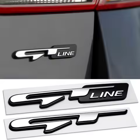 3D Car GT Line Design Fender Rear Trunk Body Emblem Badge Sticker For Peugeot For Kia K9 Forte Ceed 
