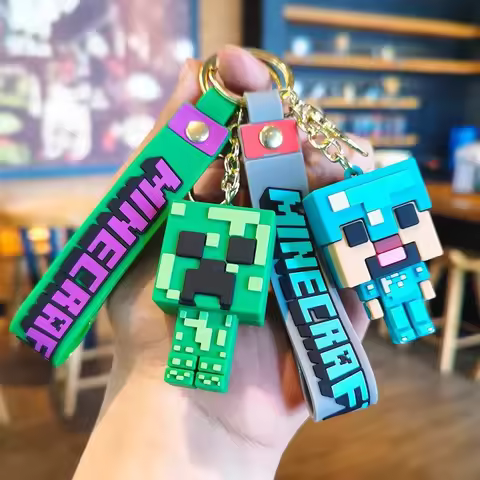 Minecraft keychain pendant cartoon pixel character car ornament building block small gift wholesale