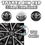 4 pcs Toyota Wheel Sport Rim Center Cap 57mm, 62mm 68mm  Vios, Avanza, Innova, CHR, Camry Toyota Alp