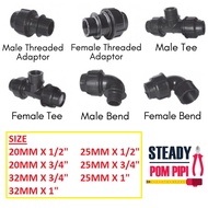 POLY FITTINGS / POLY MTA / POLY FTA / POLY FEMALE BEND / POLY MALE TEE / POLYPIPE CONNECTOR &amp; SYSTEM (20MM/25MM/32MM)