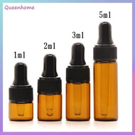 Ready Stock 5Pcs 1ml 2ml 3ml 5ml Small Dropper Bottle Essential Oil Bottle Brown Glass Bottle Sub-Pa