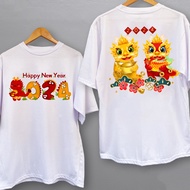 เสื้อยืด Dragon Year 2024 HAPPY NEW YEAR Chinese Year เสื้อยืดแฟชั่นพิมพ์ S-5XL