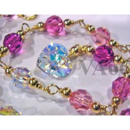 14K Gold Swarovski Crystal 6mm Round Crystal Charm Anklet Gelang Kaki Emas Suasa Colors Wire Wrap