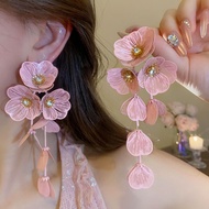 European American Exaggerated High-value Flower Tassel Earrings Exaggerated Earrings Light Luxury Hi