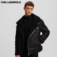 KARL LAGERFELD - FAUX-SUEDE SHEARLING BIKER JACKET