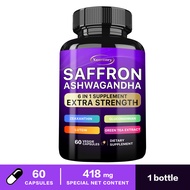 6 IN 1 High Potency Saffron Extract with Glucomannan Ashwagandha Green Tea Lutein & Zeaxanthin for E