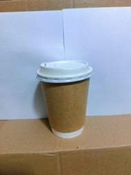 Ly giấy 2 lớp Kraft 12oz/14oz - 400ml Set 25-300 cái kèm nắp