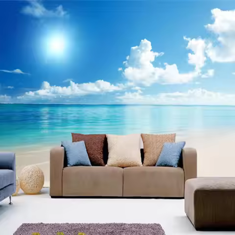 Custom 3D Wall Paper Natural Murals Southeast Asia Seaside Landscape Sunny Beach Water Mural Wallpap