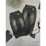 QC 5042 Bigsize Honeysuckle Straight Jeans with Stone Pressed Mushroom Loose Form 90kg)