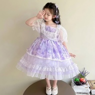 UNGU (AGE 6-8TH) YNJG- D724-PURPLE FLOWER LOLITA DRESS