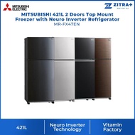 MITSUBISHI 421L 2 Doors Top Mount Freezer with Neuro Inverter Refrigerator MR-FX47EN |  CFC Free | Door Alarm
