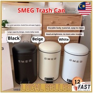 NEW🔥smeg 12L Stainless Steel Kitchen Dustbin Pedal Soft Closing cylindrical kitchen trash can Tong S