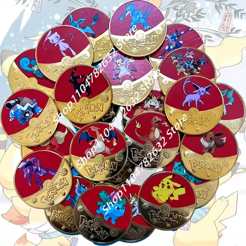 Anime Gold Plated Gold Coin Game Commemorative Coin Pikachu Mewtwo Charizard Gold Coin Game Collecti