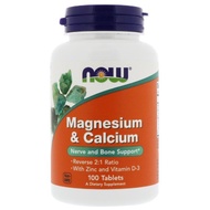 Now Foods, Magnesium &amp; Calcium, Reverse 2:1 Ratio with Zinc and Vitamin D-3, 100 Tablets[ EXP 2/2023 ]