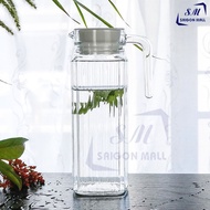 1 Liter striped pouring mouth glass bottle - DELI EH1004-2 stripes, quality water pouring bottle