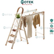 Smart Folding Aluminum Ladder with Clothes Drying Rack GOTEK TX-200 Solid Aluminum Alloy Frame, Vers