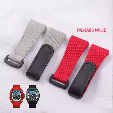 For Richard Mille 25mm High Density Knitting Accessories High Quality Woven Canvas Underskin Cowhide