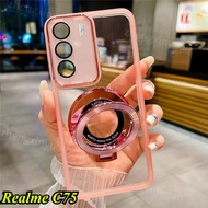 Casing for Realme C75 C75X 4G 5G 2024 Transparent With Ring Magnetic Holder cover For RealmeC75X Rea