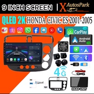 2K android Screen 9-Inch Honda Civic ES 01-05 WIFI+GPS 360 +SIM Carplay+Youtube Steering Wheel Contr