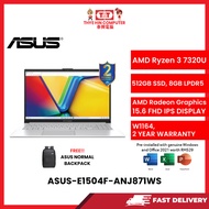 ASUS-E1504F-ANJ871WS-SVR-AMDRYZEN3-7320U,8GBR5OB,512GBSSD,AMDRADEON,15.6"FHD,W1164,2YRS,H&S