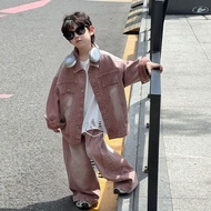 Boys Denim Suit Spring Autumn Style 2025 Children's Trendy Cool Two-Piece Suit Boys Autumn Clothes K
