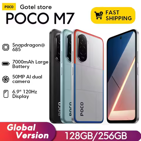 【Brand+】POCO M7 Global Version Mobile Phone 6.9'' 144Hz FHD+ DotDisplay 7000mAh Battery 50MP Camera 