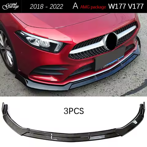 Carbon Fiber Print Front Bumper Spoiler Lip for Mercedes A Class W177 V177 AMG Package 2018 - 2022 A