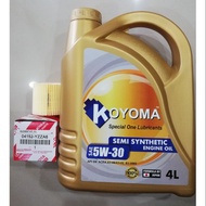 TOYOTA ALTIS 09Y, WISH 09Y, HARRIER 13Y, SIENTA PRIUS 1.8 LEXUS CT 1.8 OIL FILTER+KOYOMA 5W30 SEMI S