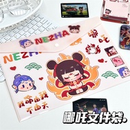 Same Style Cute High-Appearance Nezha Ao Bing A4 Snap Button Large Capacity File Bag Student Test Pa