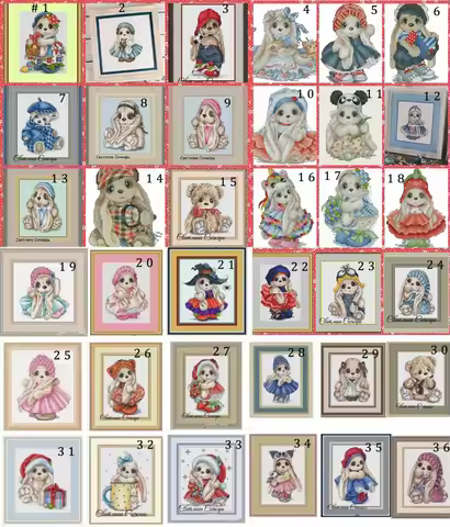 Amishop Counted Cross Stitch Kit, Halloween, Easter Bunny, Alice, Spring Unicorn, Anna, Pink Owl in 